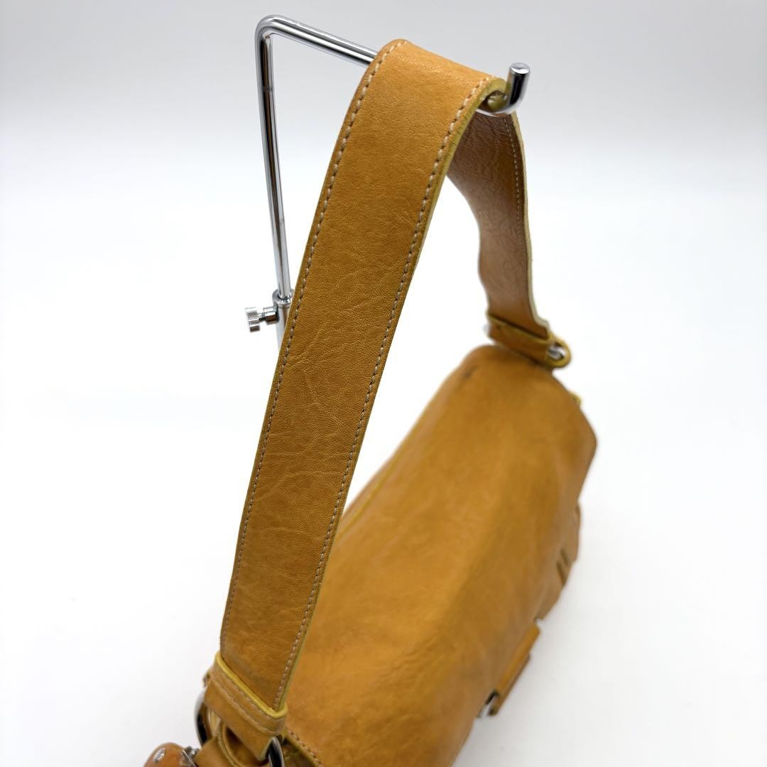 MIU MIU Shoulder Bag Purse Leather Orange Authentic