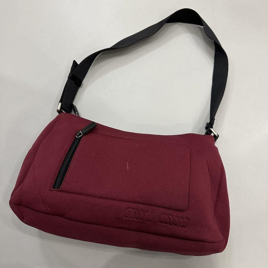 MIU MIU Shoulder Bag Purse Polyester Burgundy Authentic