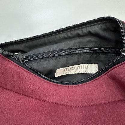 MIU MIU Shoulder Bag Purse Polyester Burgundy Authentic