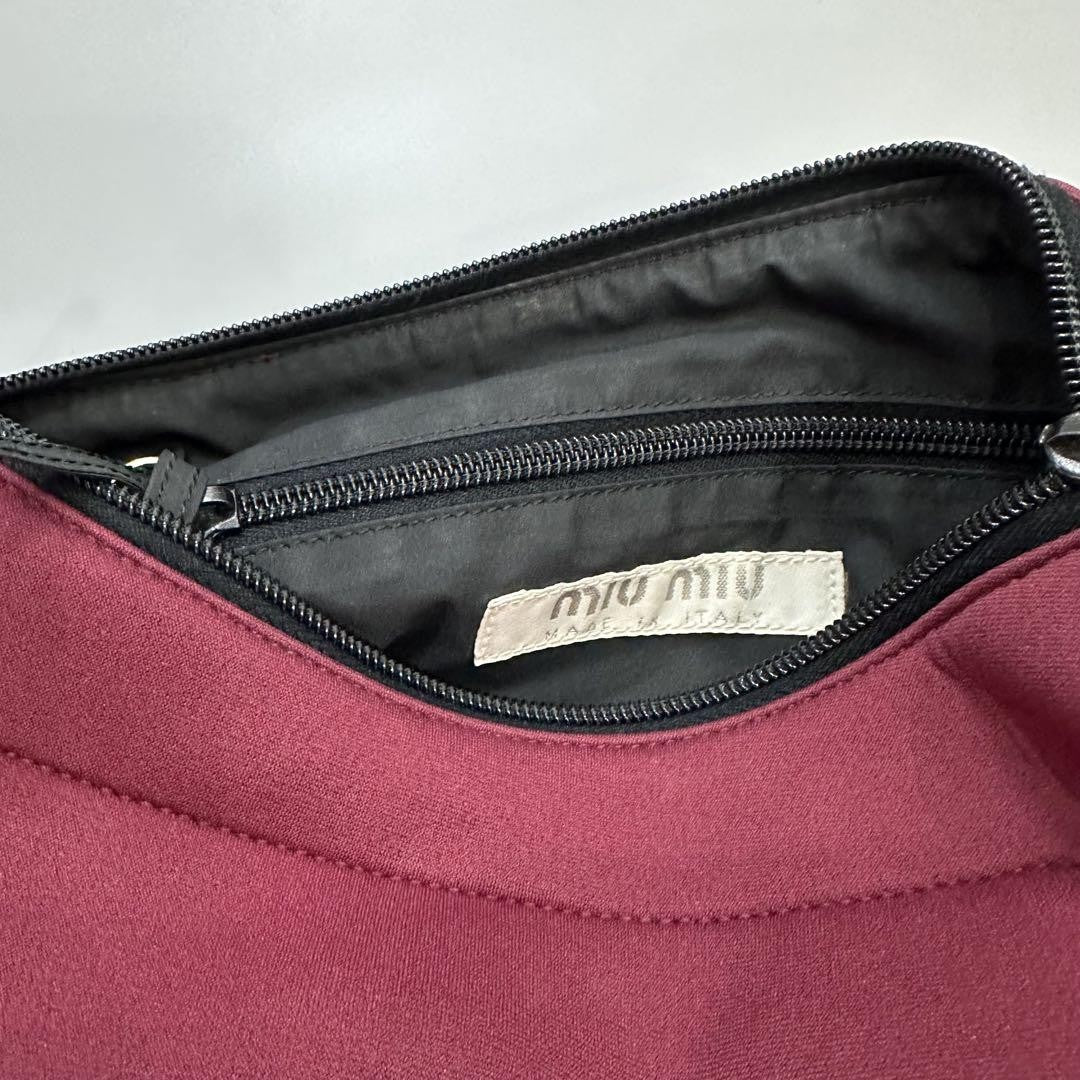 MIU MIU Shoulder Bag Purse Polyester Burgundy Authentic
