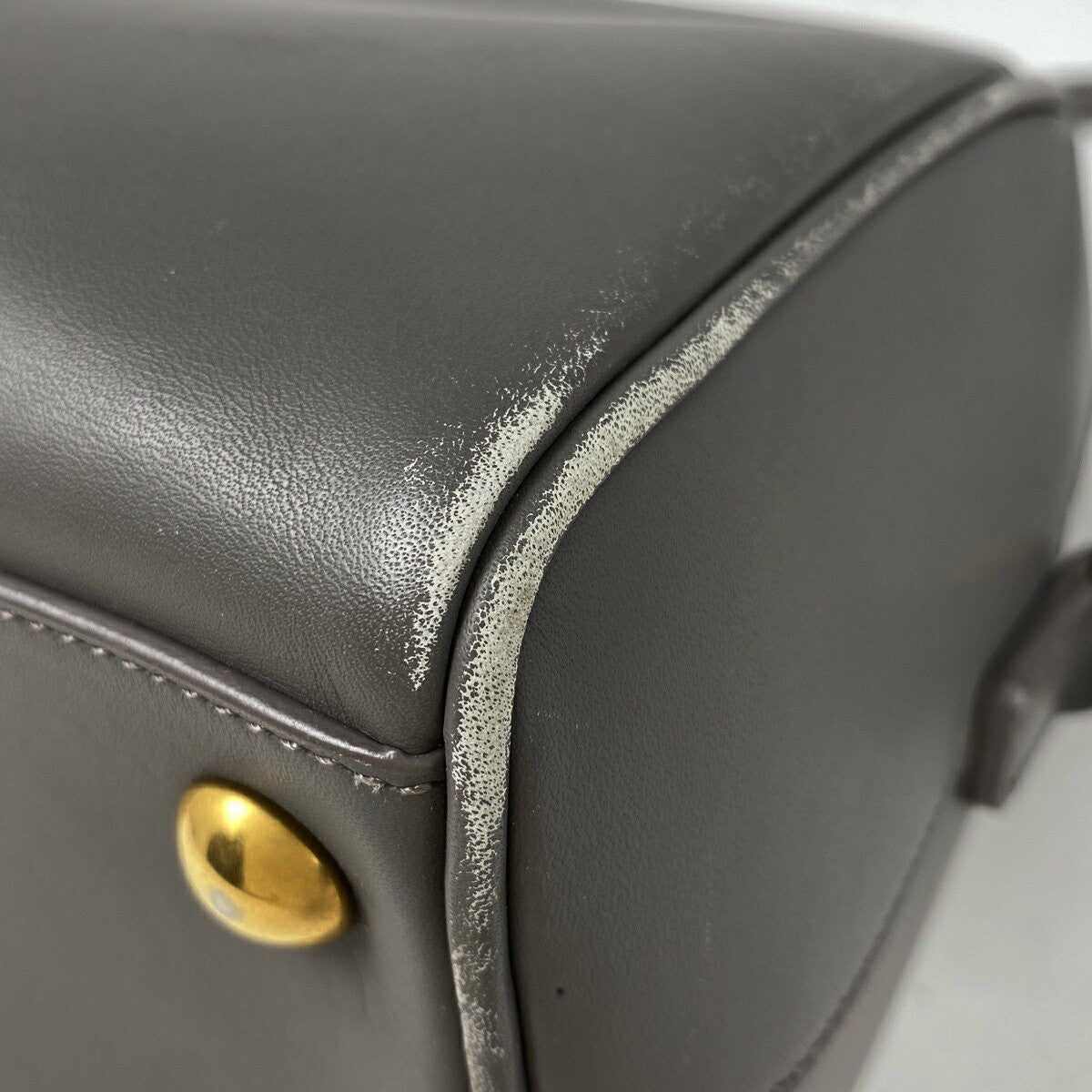 Saint Laurent Hand Shoulder Bag Tote Purse 2way Logo Leather Gray Authentic