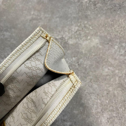 Saint Laurent Clutch Bag Second Bag YSL Cassandra PVC White Authentic