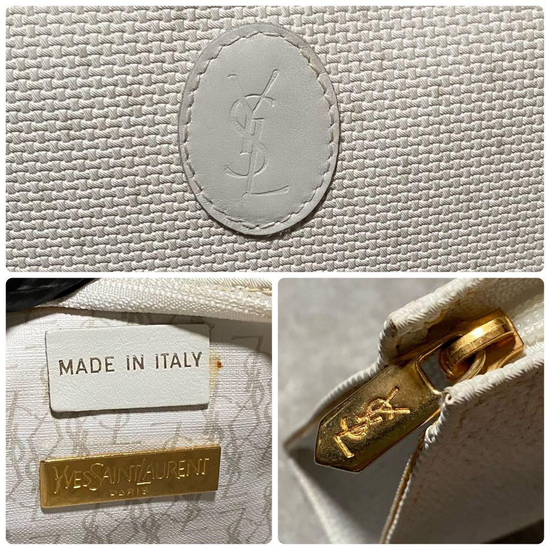 Saint Laurent Clutch Bag Second Bag YSL Cassandra PVC White Authentic