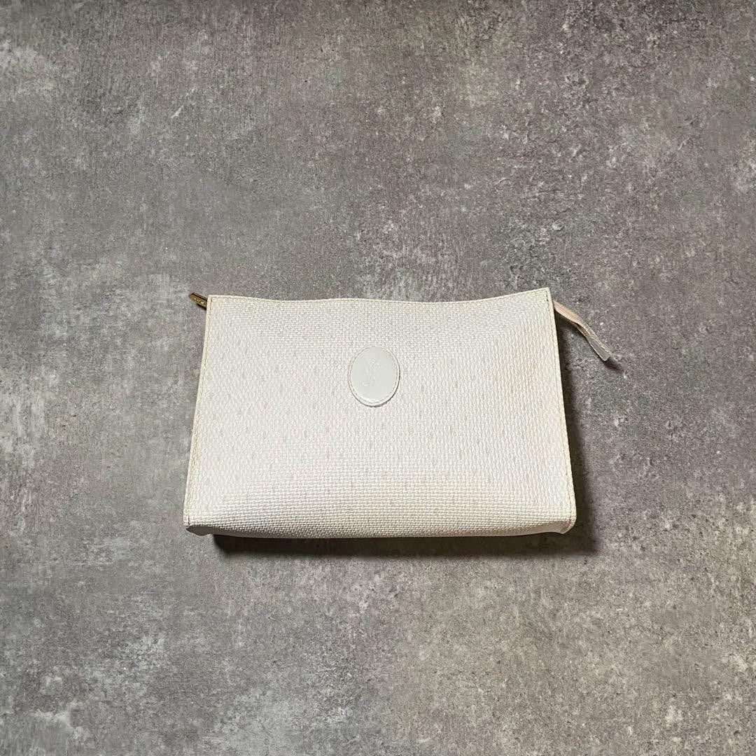 Saint Laurent Clutch Bag Second Bag YSL Cassandra PVC White Authentic