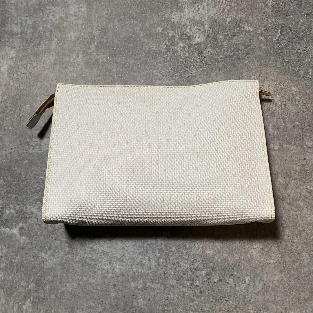 Saint Laurent Clutch Bag Second Bag YSL Cassandra PVC White Authentic