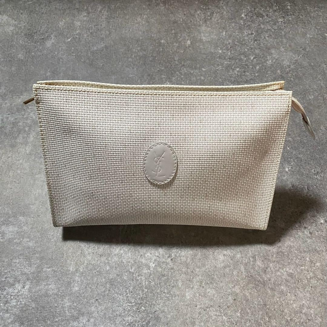 Saint Laurent Clutch Bag Second Bag YSL Cassandra PVC White Authentic