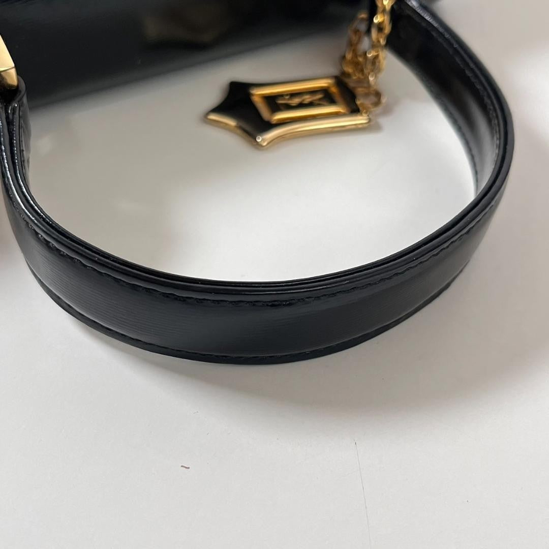 Saint Laurent Hand Shoulder Bag Tote Purse 2way Charm Leather Black Authentic