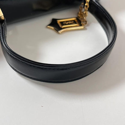Saint Laurent Hand Shoulder Bag Tote Purse 2way Charm Leather Black Authentic