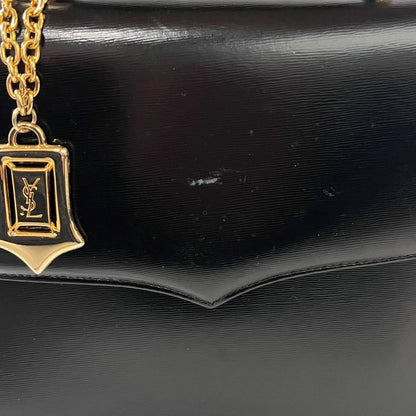 Saint Laurent Hand Shoulder Bag Tote Purse 2way Charm Leather Black Authentic
