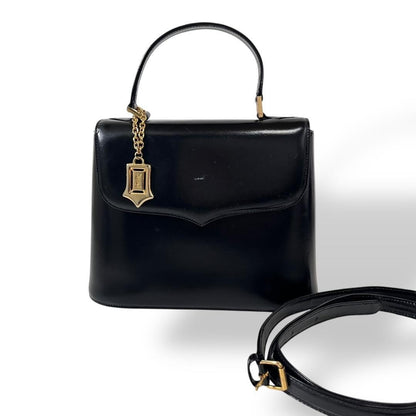 Saint Laurent Hand Shoulder Bag Tote Purse 2way Charm Leather Black Authentic
