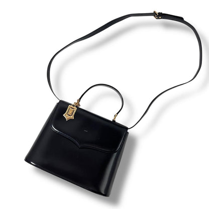 Saint Laurent Hand Shoulder Bag Tote Purse 2way Charm Leather Black Authentic