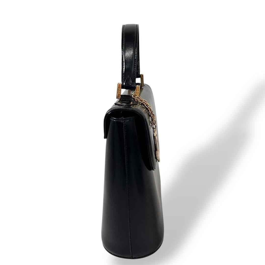 Saint Laurent Hand Shoulder Bag Tote Purse 2way Charm Leather Black Authentic