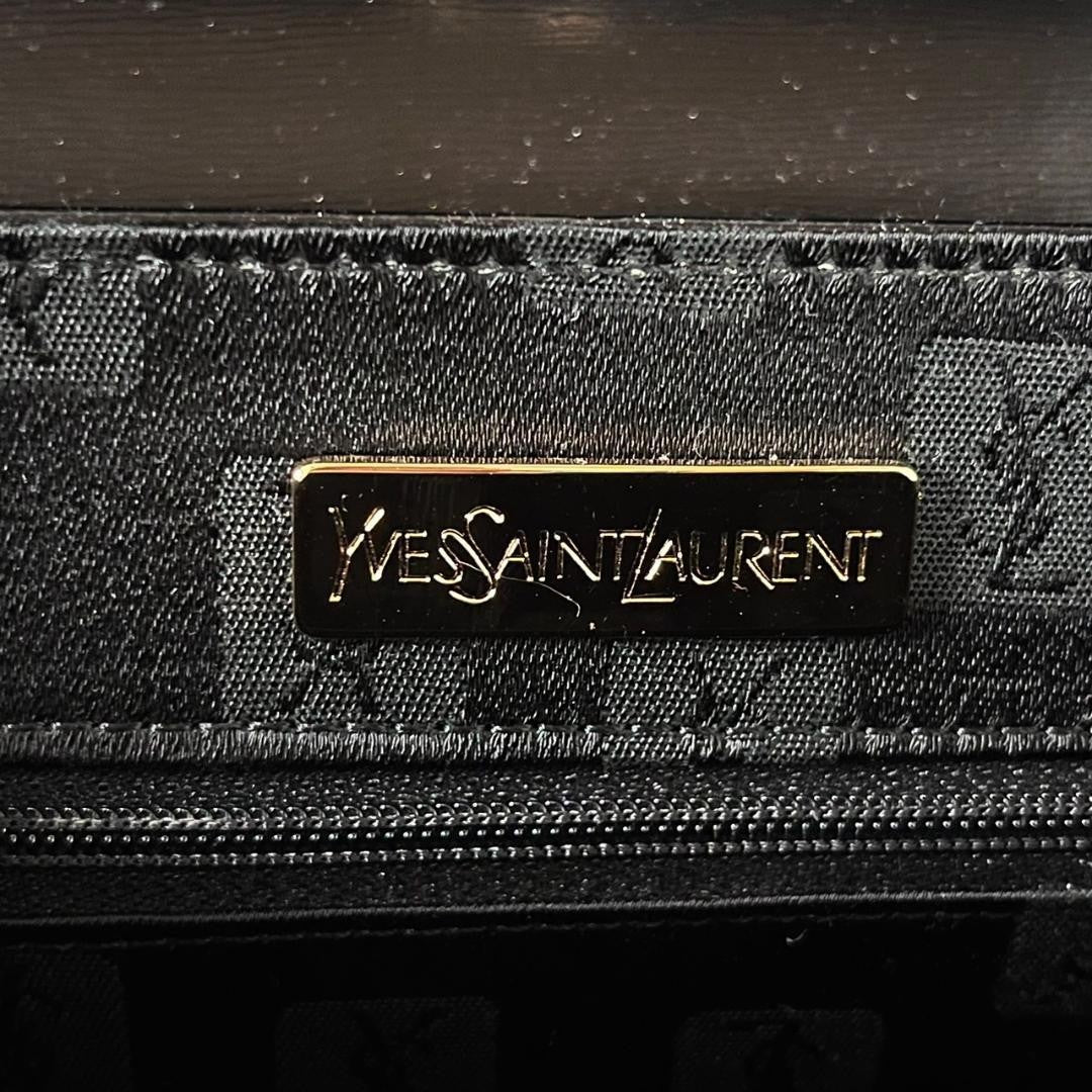 Saint Laurent Hand Shoulder Bag Tote Purse 2way Charm Leather Black Authentic