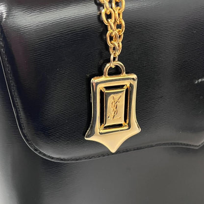 Saint Laurent Hand Shoulder Bag Tote Purse 2way Charm Leather Black Authentic