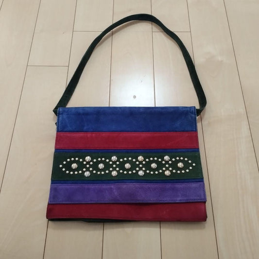 Saint Laurent Shoulder Bag Purse Suede Multicolor Authentic