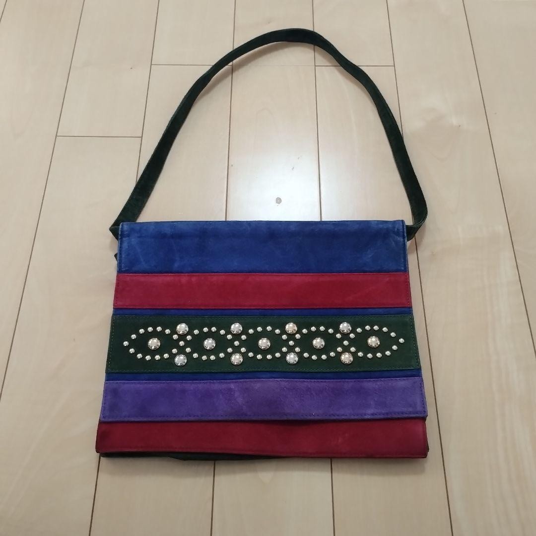Saint Laurent Shoulder Bag Purse Suede Multicolor Authentic