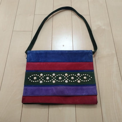Saint Laurent Shoulder Bag Purse Suede Multicolor Authentic