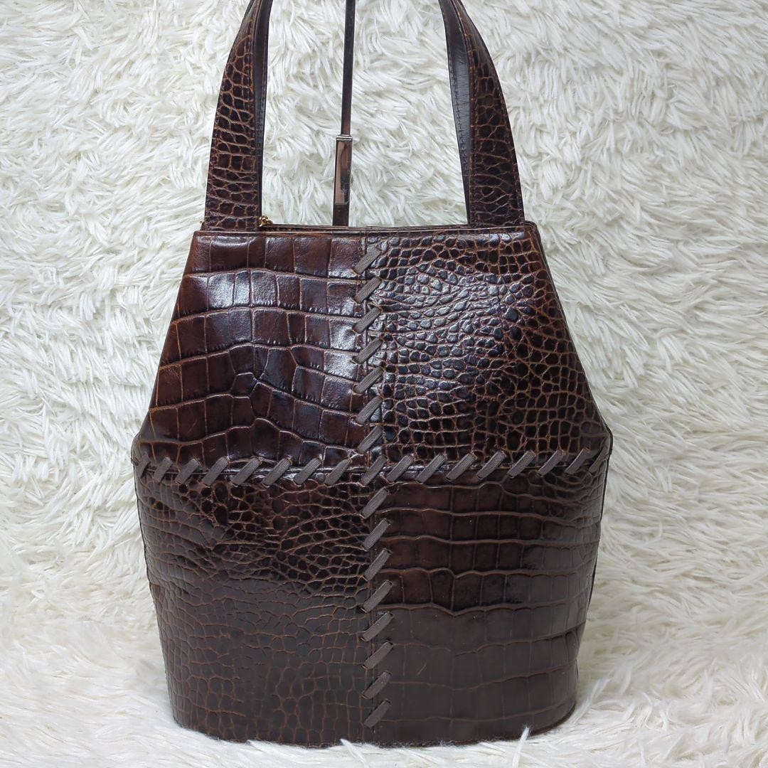 Saint Laurent Hand Bag Tote Purse stitch Leather Bordeaux Brown Authentic