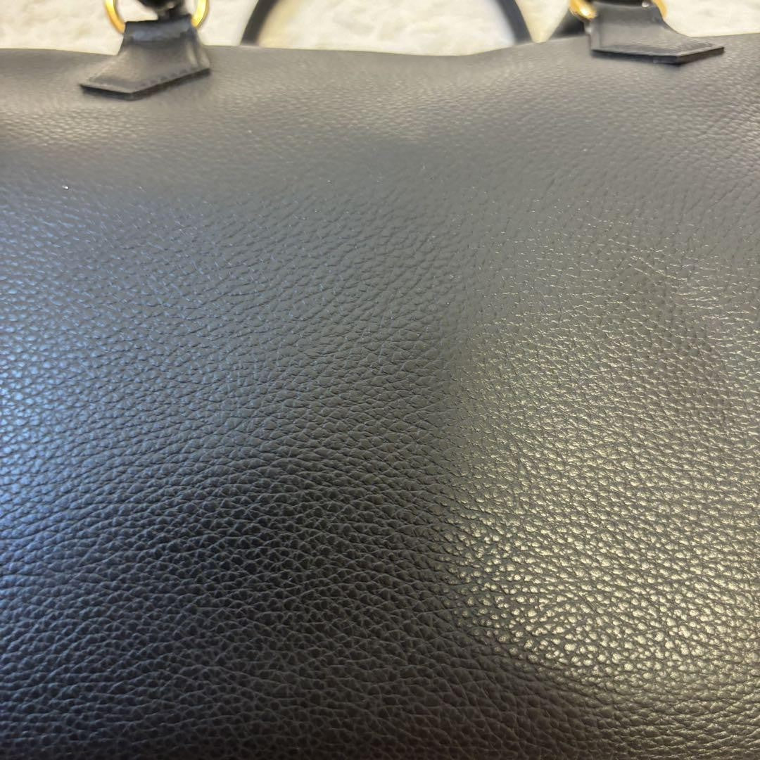 Saint Laurent Boston Bag Hand Bag Tote Purse Leather Black Red Authentic