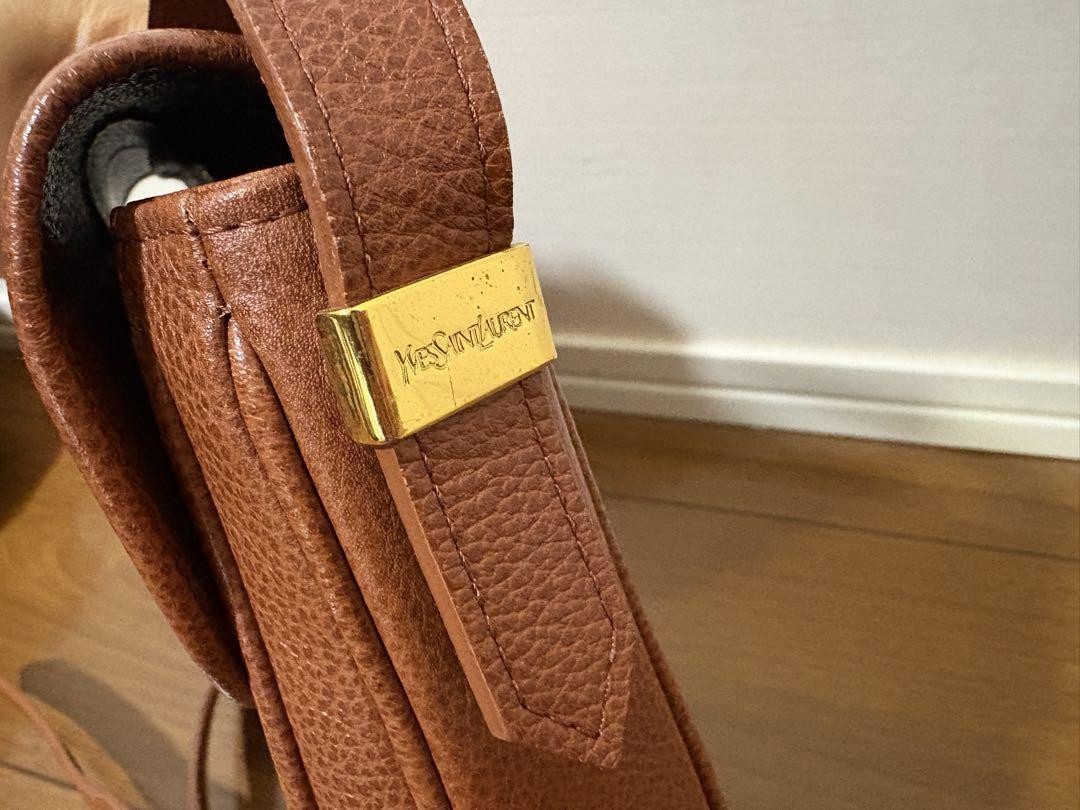 Saint Laurent Shoulder Bag Purse YSL Cassandra Leather Brown Authentic