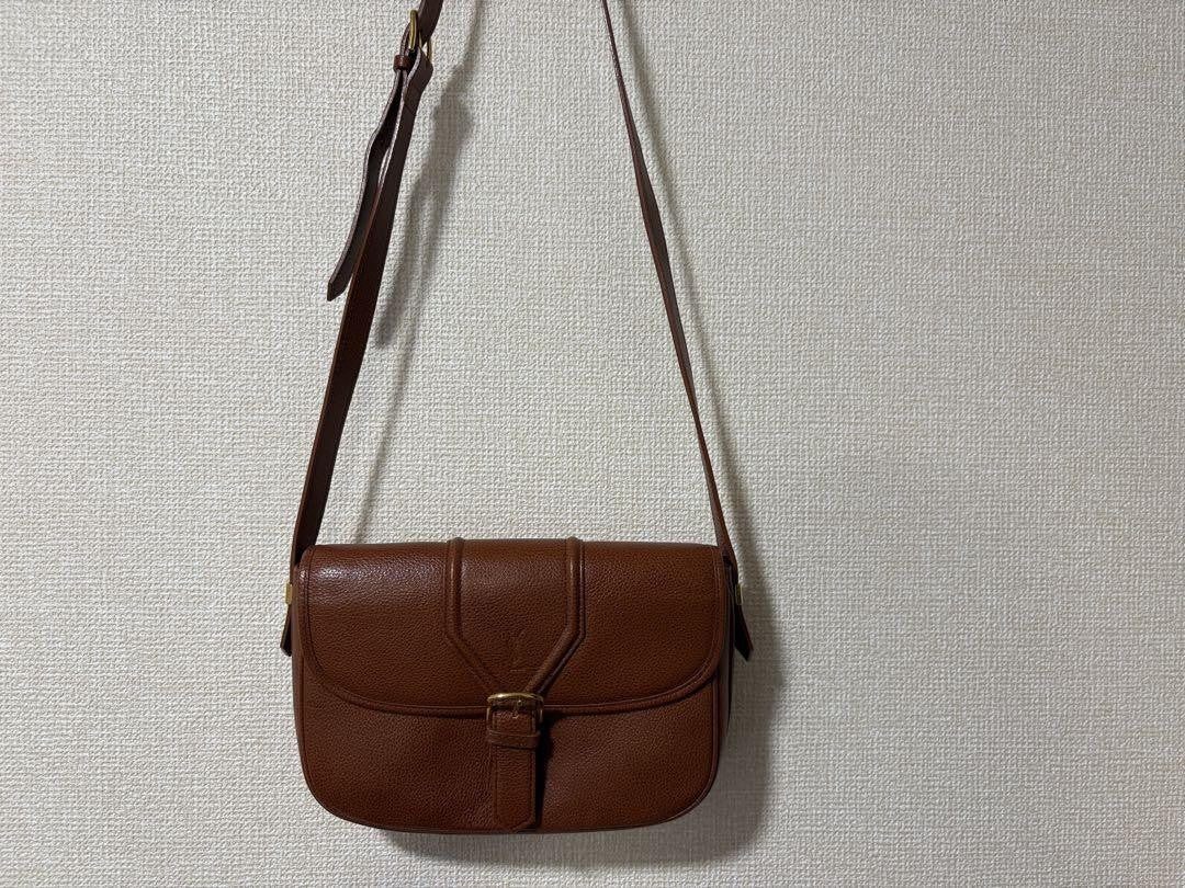 Saint Laurent Shoulder Bag Purse YSL Cassandra Leather Brown Authentic