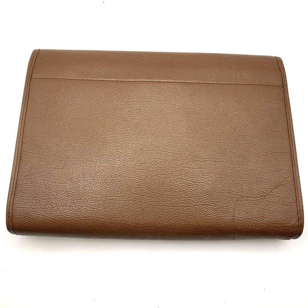 Saint Laurent Clutch Bag Second Bag YSL Cassandra Leather Brown Authentic
