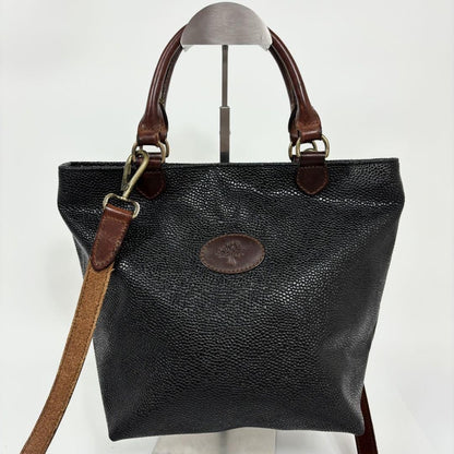 MULBERRY Hand Shoulder Bag Tote Purse 2way Leather PVC Black Brown Authentic