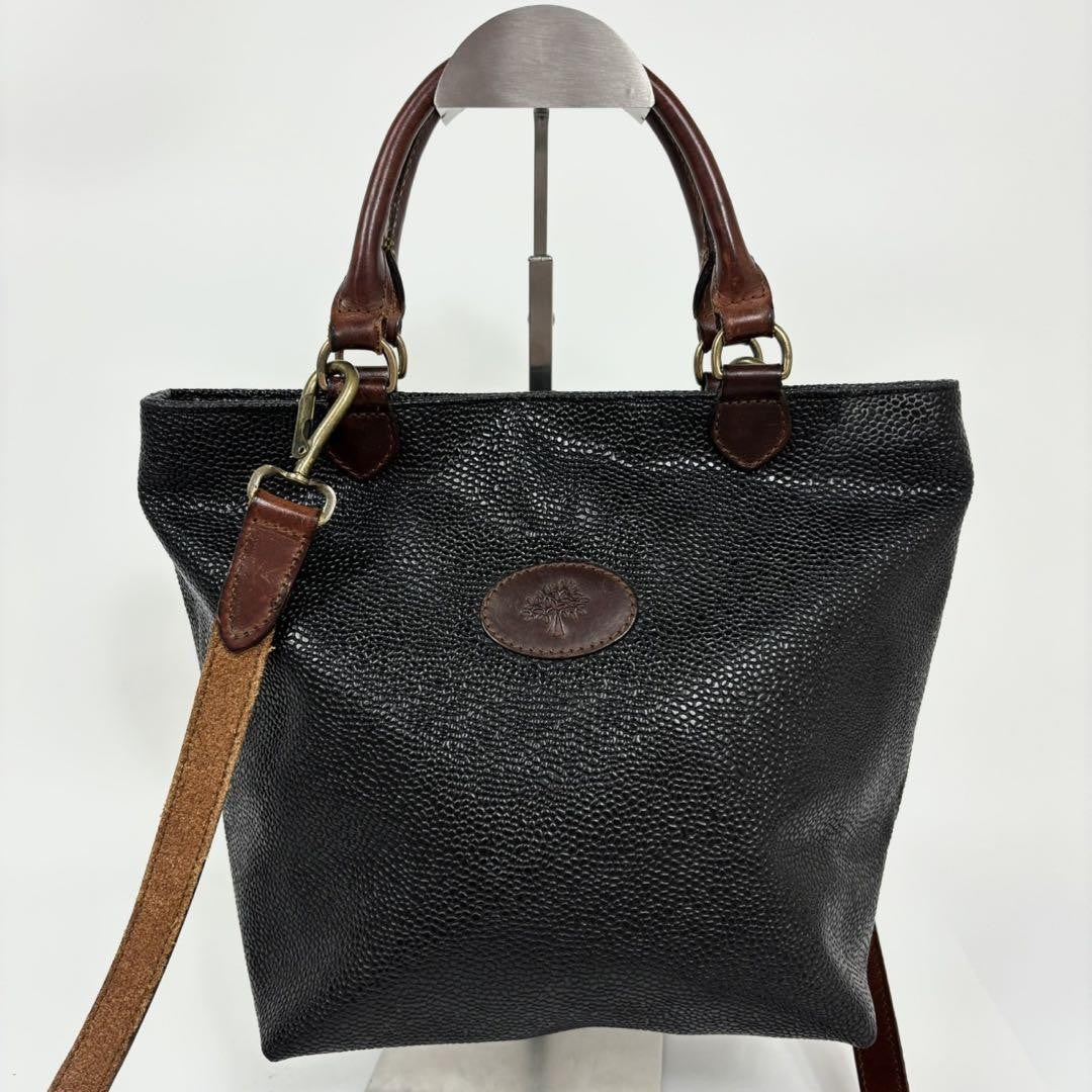 MULBERRY Hand Shoulder Bag Tote Purse 2way Leather PVC Black Brown Authentic