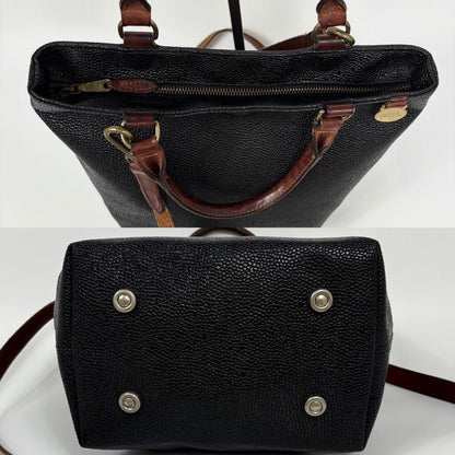 MULBERRY Hand Shoulder Bag Tote Purse 2way Leather PVC Black Brown Authentic