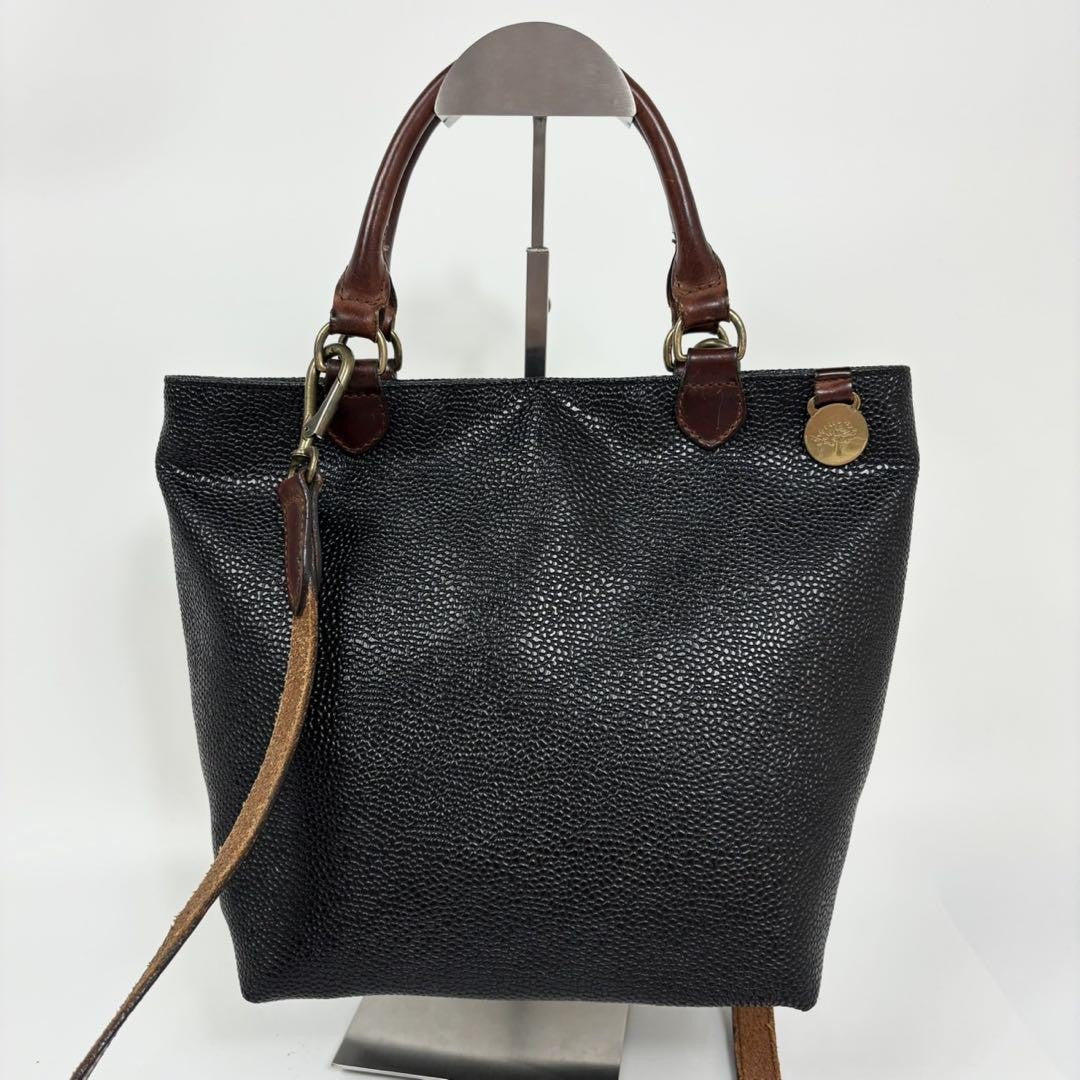 MULBERRY Hand Shoulder Bag Tote Purse 2way Leather PVC Black Brown Authentic