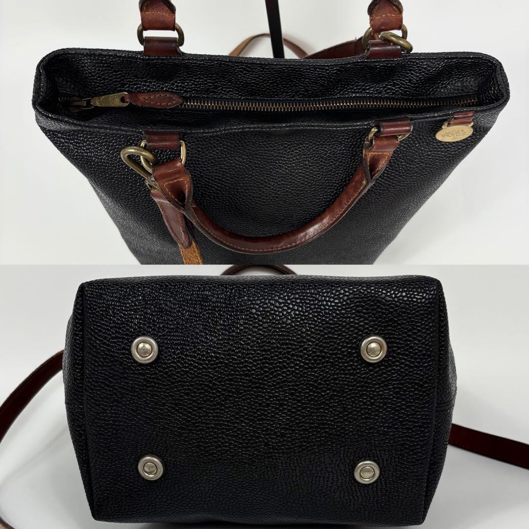 MULBERRY Hand Shoulder Bag Tote Purse 2way Leather PVC Black Brown Authentic