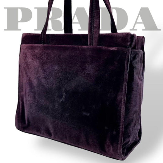 PRADA Hand Bag Tote Purse Red Brown Authentic