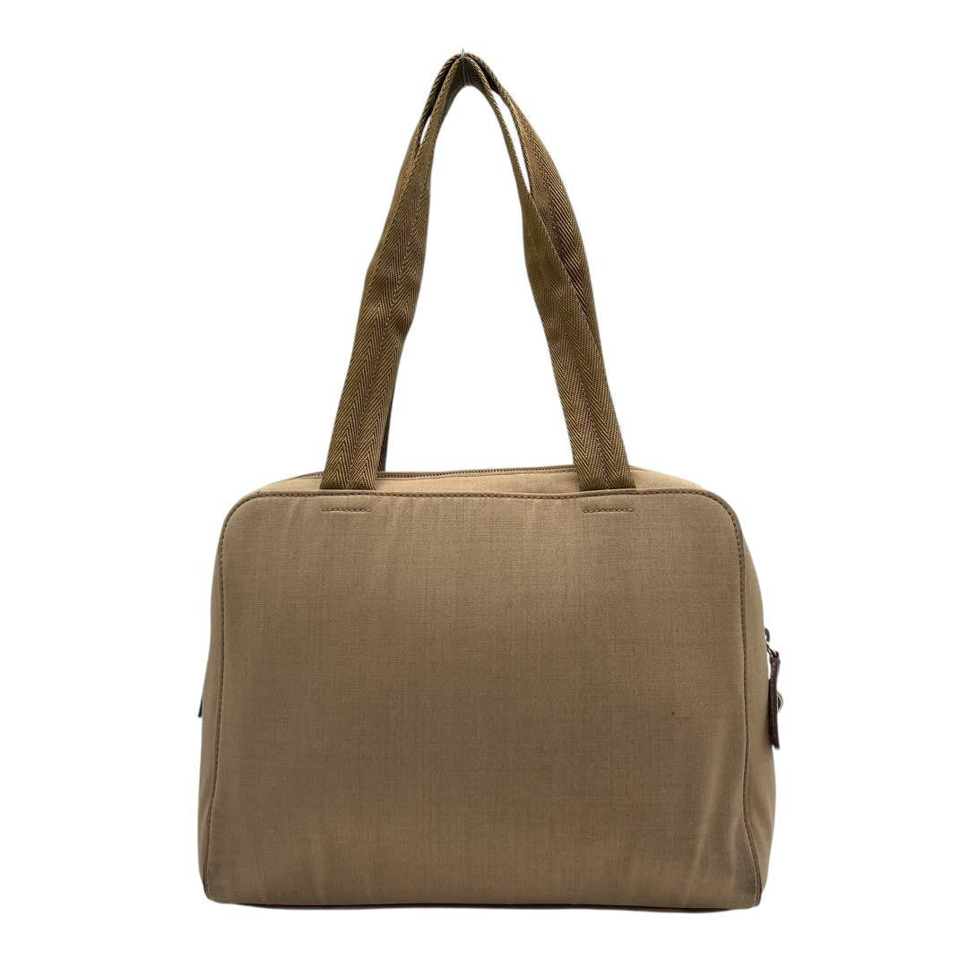 PRADA Hand Bag Tote Purse Canvas Beige Authentic