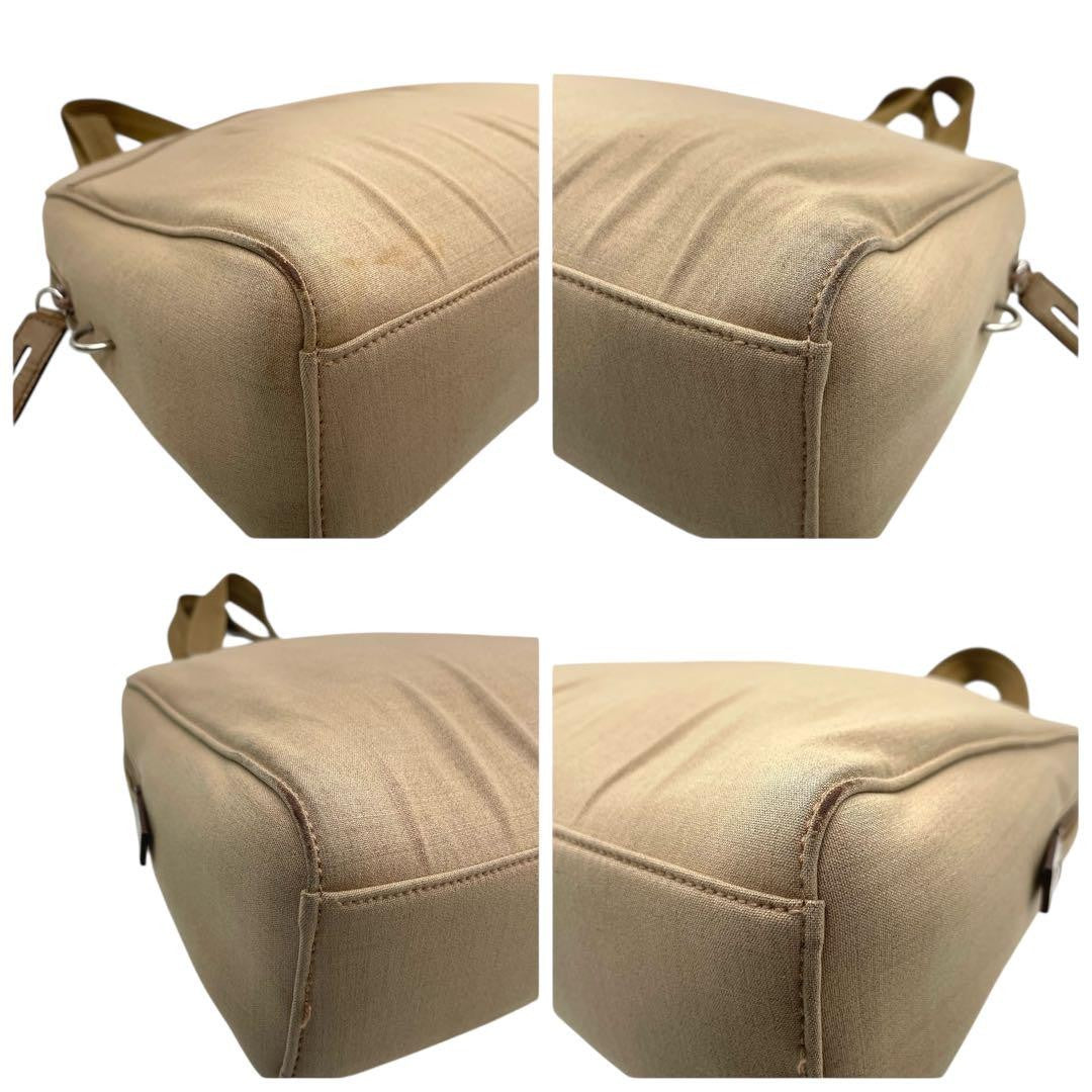 PRADA Hand Bag Tote Purse Canvas Beige Authentic