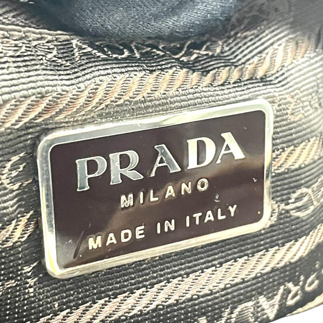 PRADA Hand Bag Tote Purse Canvas Beige Authentic