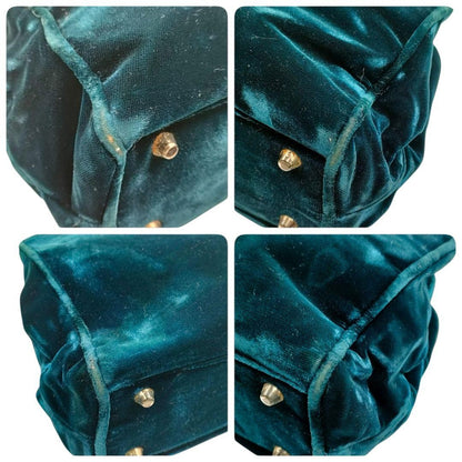 PRADA Hand Bag Tote Purse Mini Boston Bag Blue Green Authentic