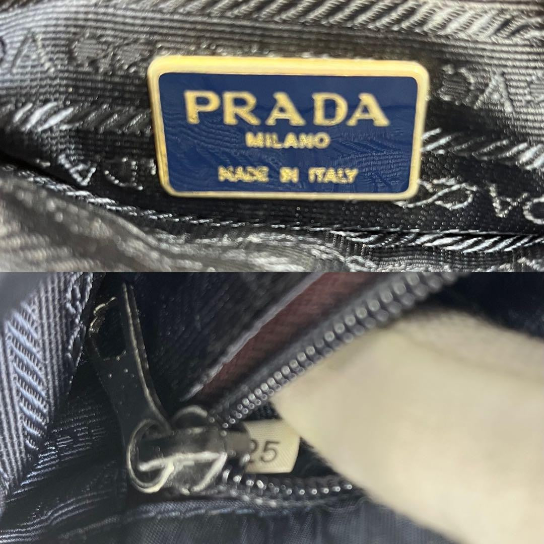 PRADA Hand Bag Tote Purse Logo Nylon Navy Authentic