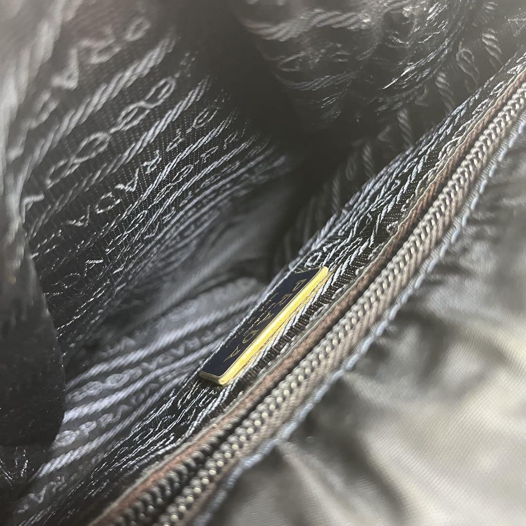 PRADA Hand Bag Tote Purse Logo Nylon Navy Authentic