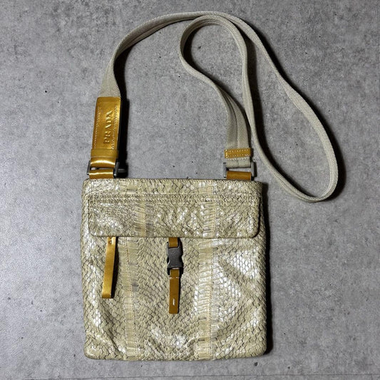 PRADA Shoulder Bag Purse Beige Authentic