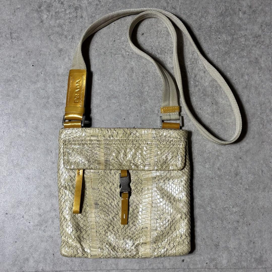 PRADA Shoulder Bag Purse Beige Authentic