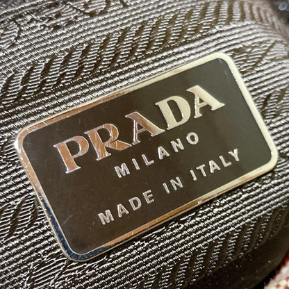PRADA Shoulder Bag Purse Logo Canvas Beige Authentic