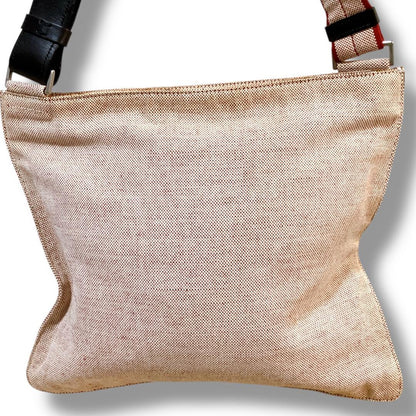 PRADA Shoulder Bag Purse Logo Canvas Beige Authentic