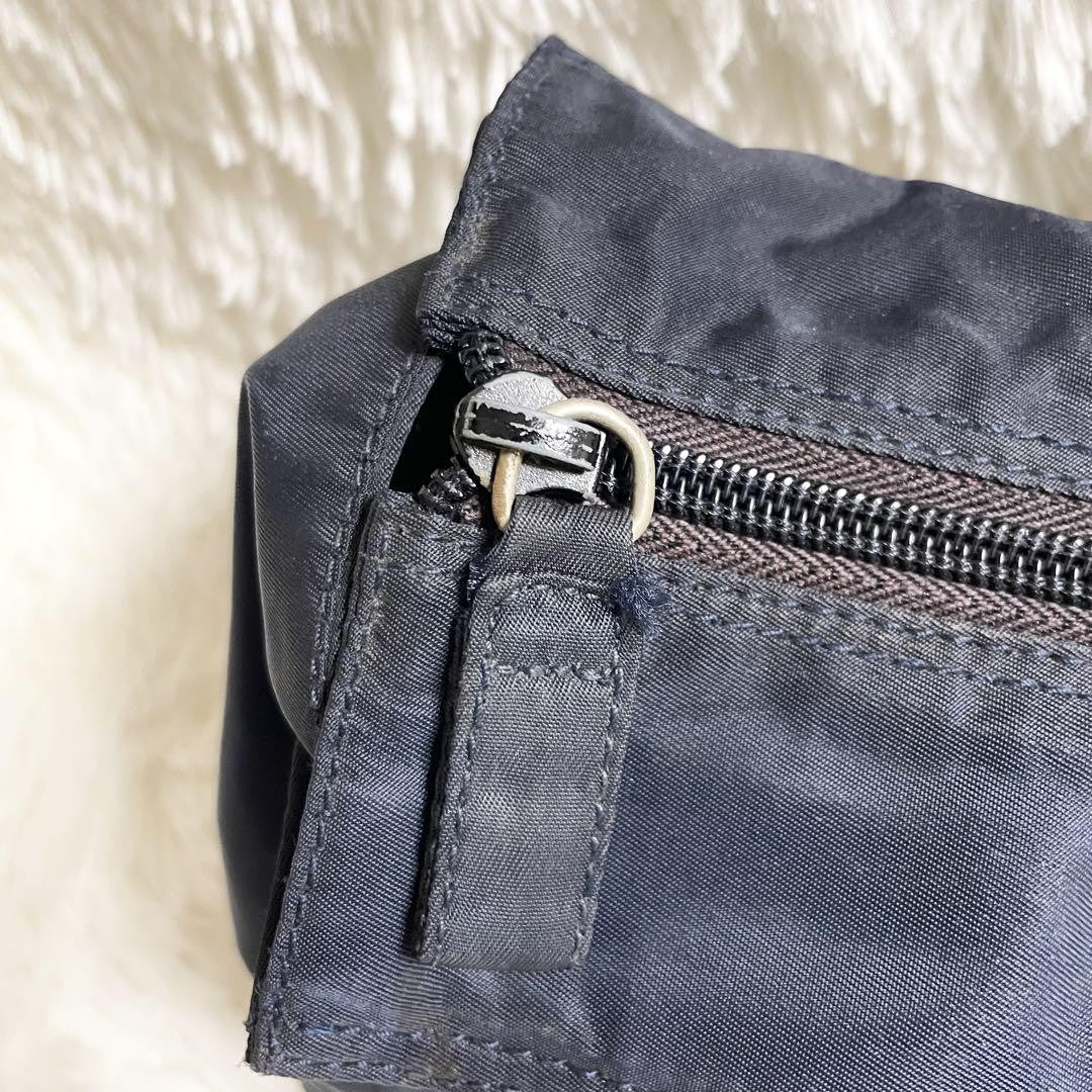 PRADA Hand Bag Tote Purse Logo Nylon Navy Authentic