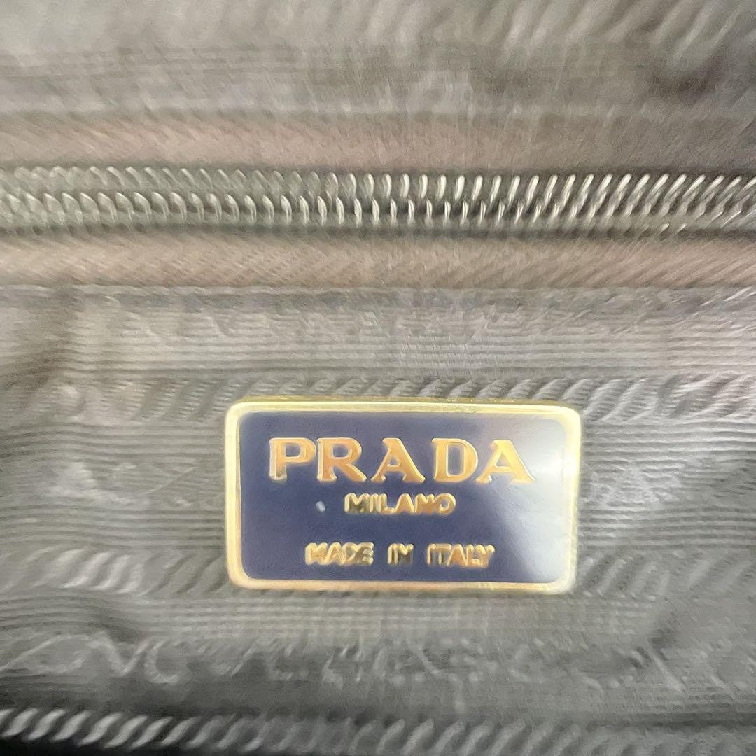 PRADA Hand Bag Tote Purse Logo Nylon Navy Authentic