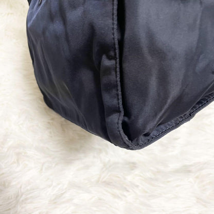 PRADA Hand Bag Tote Purse Logo Nylon Navy Authentic