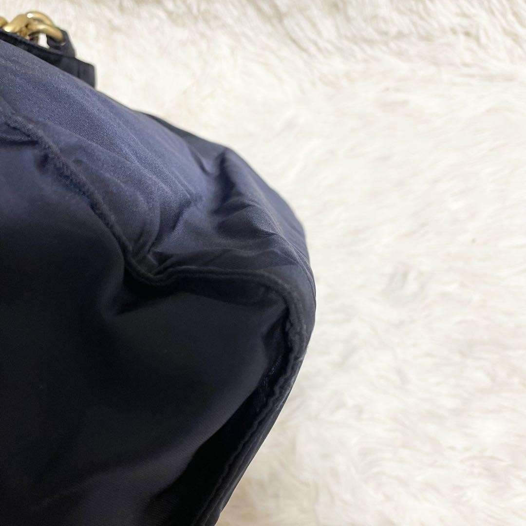 PRADA Hand Bag Tote Purse Logo Nylon Navy Authentic