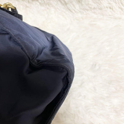PRADA Hand Bag Tote Purse Logo Nylon Navy Authentic