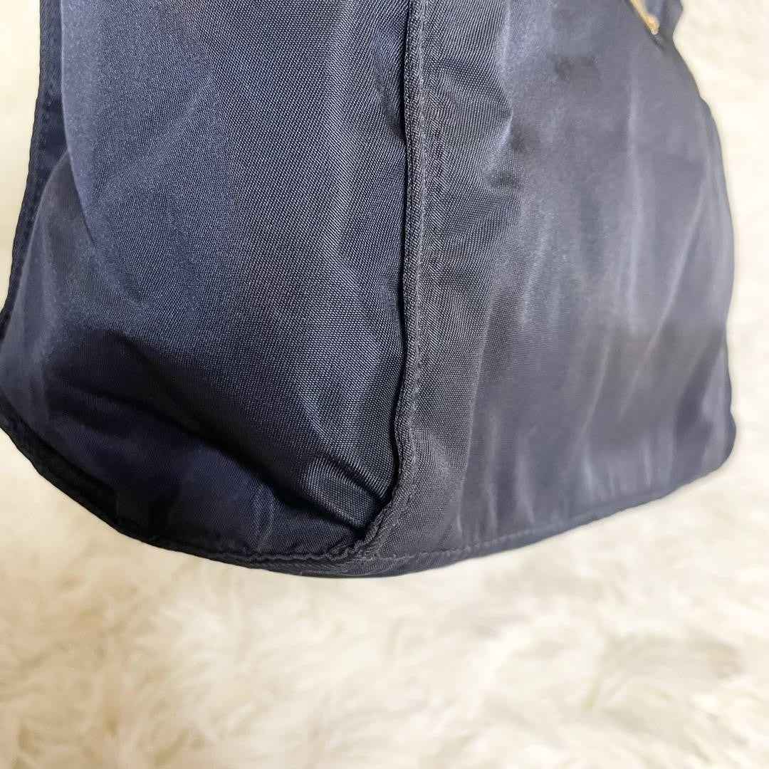 PRADA Hand Bag Tote Purse Logo Nylon Navy Authentic