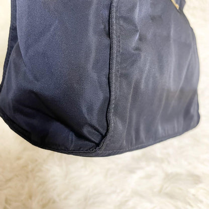 PRADA Hand Bag Tote Purse Logo Nylon Navy Authentic