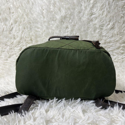 PRADA Backpack Logo Nylon Leather Green Authentic